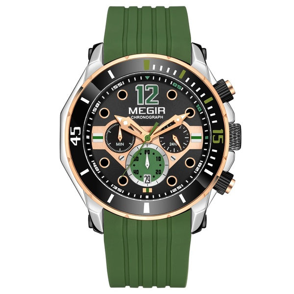 MEGIR Mens Montres Marque De Luxe Bracelet En Silicone Étanche Sport Quartz Chronographe Militaire Montre Mâle Horloge
