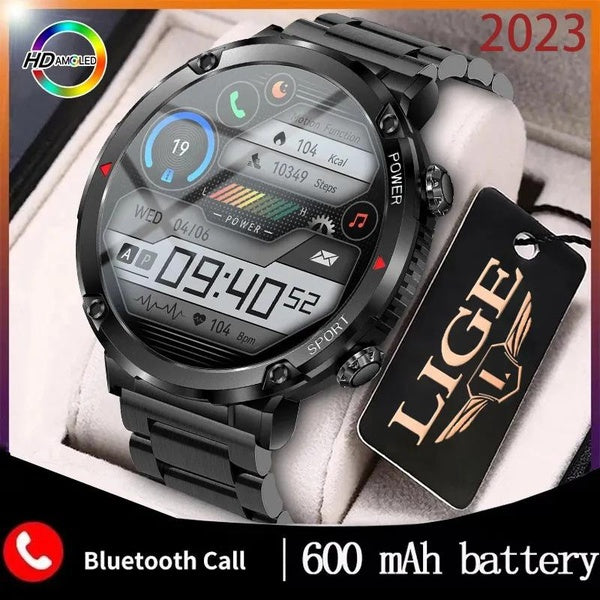 LIGE nouvelle montre de batterie 600mAh pour hommes montre intelligente en 2023 Bluetooth appel Smartwatch Fitness sport horloge 1.6 pouces écran HD
