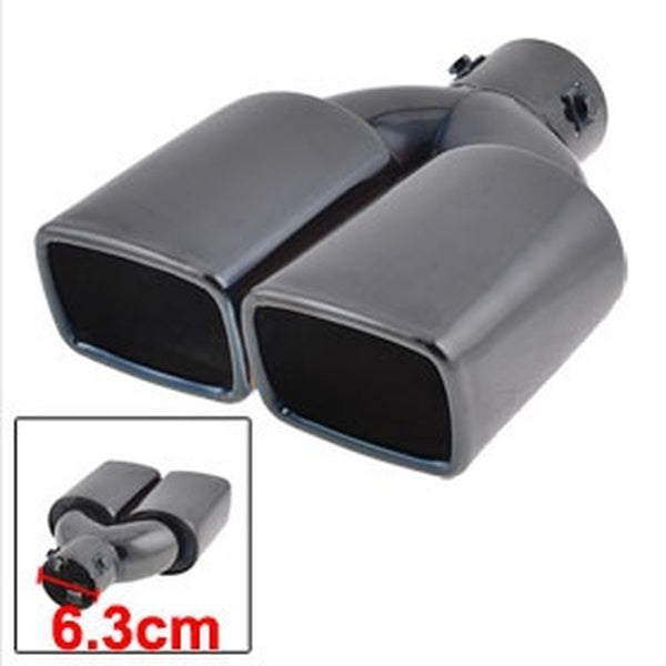 63mm Inlet Dia Stainless Steel Two Row Exhaust Muffler Tip Black for Automobile