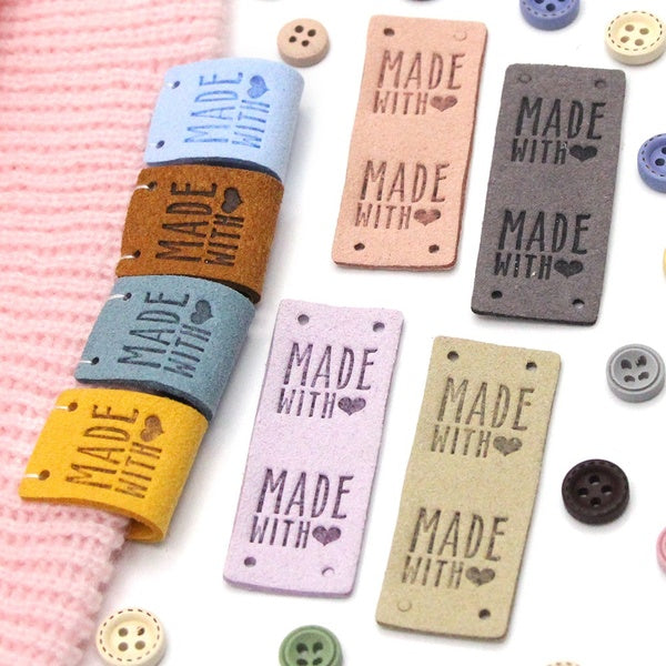 10-20-50Pcs Leather Label Made with Love Label for Clothes Hand Made Tags Decorative Hats Gift Bag Sewing Tag Knitting Accessories