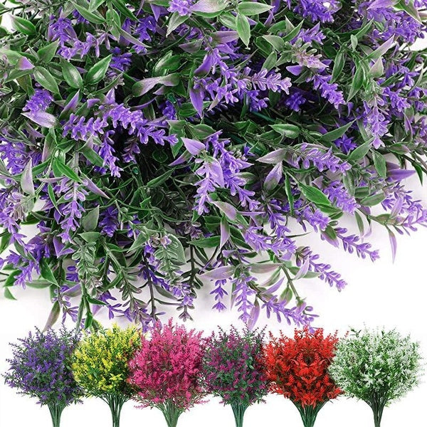 1-10PCS Outdoor Artificial Fake Flowers,artificial Lavender Flowers Plastic Plants for Indoor and Outdoor Hanging Plants Garden Porch Home Decoration