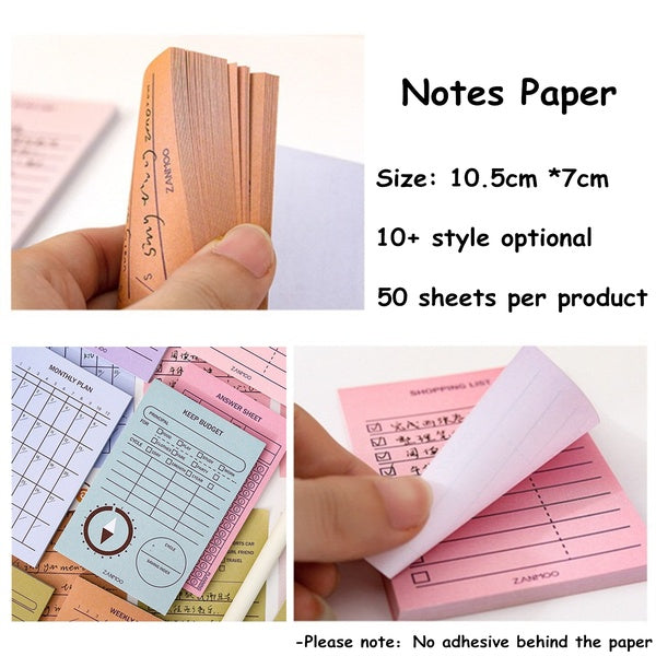 1pcs Notes Paper To-do Lists Memo Time Plan Memo Backlog Notepad Message Pad Bookmark School Office Supply Stationery