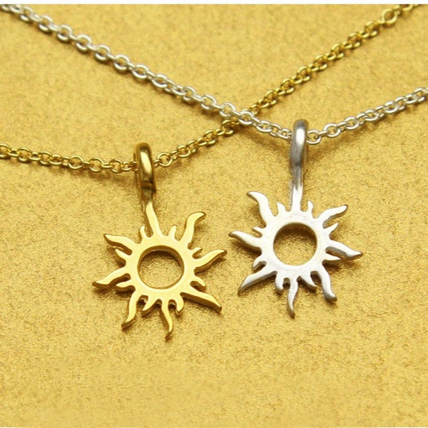 Gold Sun Shine Necklace Girls Charm Pendants For Her Ladies Women Jewellery Gift