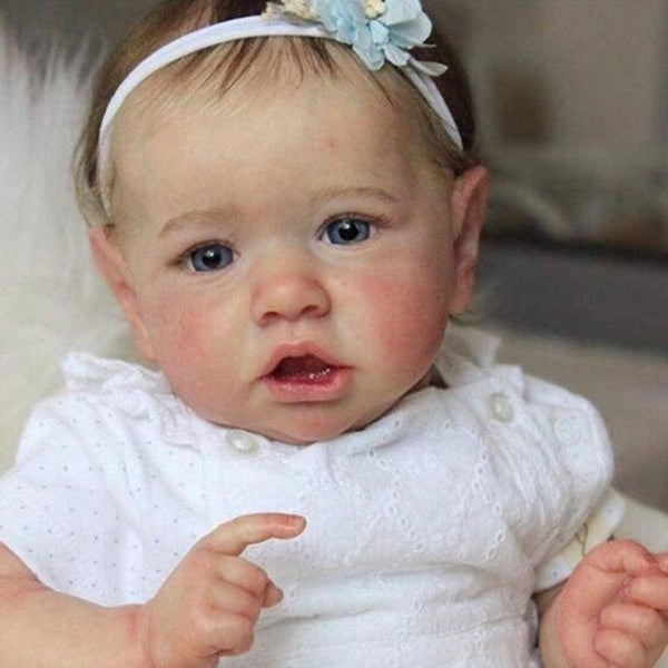 22 Inch Reborn Baby Dolls Girls with Opened Blue Eyes Handmade Realistic Newborn Lifelike Dolls