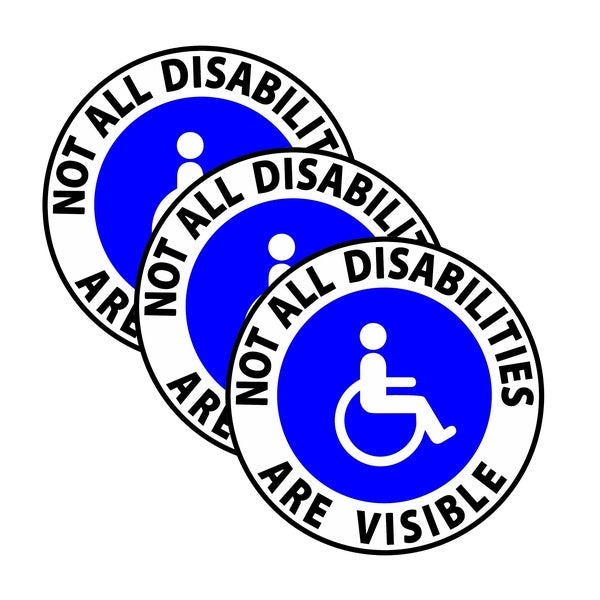3X Not All Disabilities Are Visible Handicap Sticker Vinyl Decal