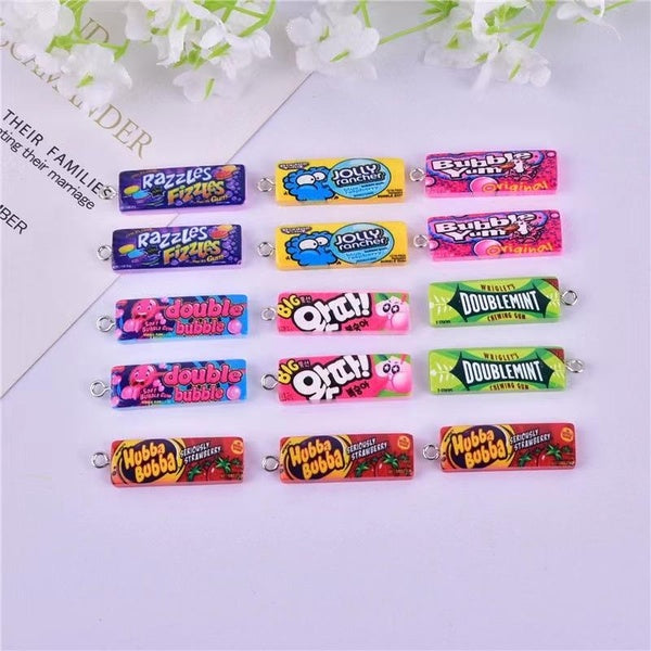 20Pcs Chewing Gum Charms Pendants For Bracelets Earrings Jewelry Making Resin Flat Back Cabochon
