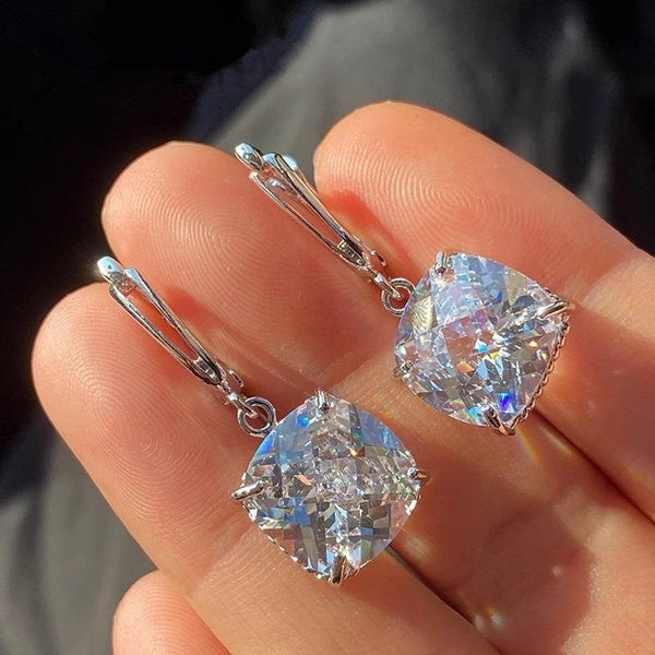 Boucles d'oreilles pendantes en zircone cubique avec incrustation délicate pour femmes, bijoux quotidiens décontractés