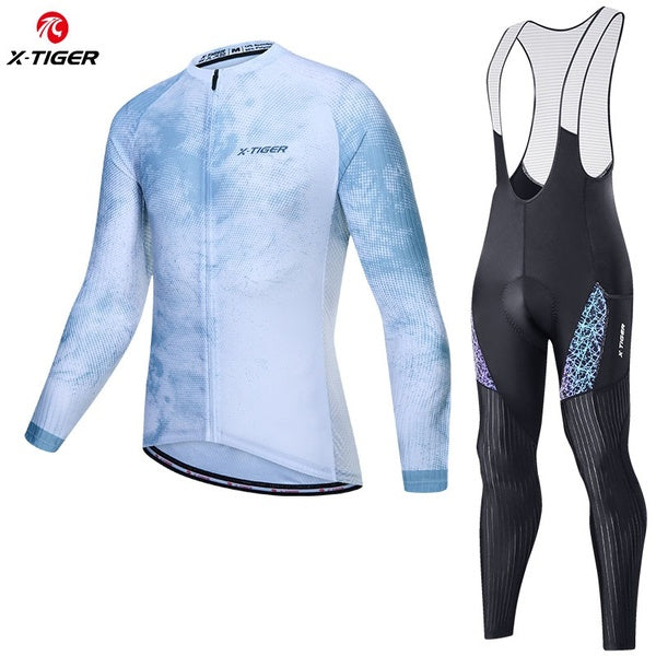 X-TIGER Men's Cycling Long Sleeves Clothing Autumn Bicycle Jersey Set Quick Dry Male Cycling Set Mountain Bike Clothes Sportwear