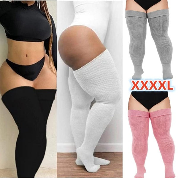 Plus Size Women Socks Leg Warmers Oversize Thigh High Socks Extra Large Size Boot Socks Over Knee Socks Extra Thick XXXXL Stockings