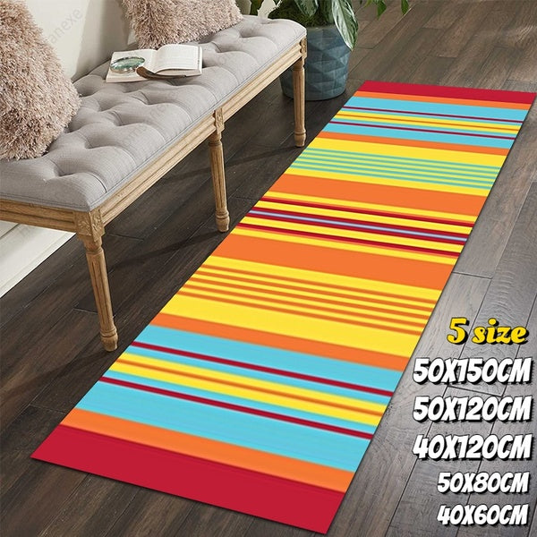 3D Colorful Striped Carpet Living Room Bedroom Carpet Bathroom Toilet Non-slip Absorbent Carpet Floor Mat,Non-slip Mat & Kitchen Rug Perfect for Entr
