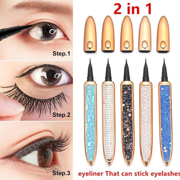 Health & Beauty 1Pcs Color Random Magic Self Adhesive Lashes Eyeliner Long Lasting No Glue Non Blooming Quick Drying Eyelashes Sticking Eye liner Pen