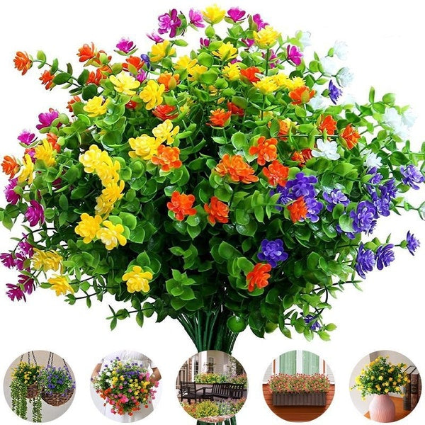 1-6 PCS Artificial Flower,Simulation Outdoor UV Resistant Plastic Plants,Indoor Outdoor Flower Pot Home Office Wedding Farmhouse Decoration