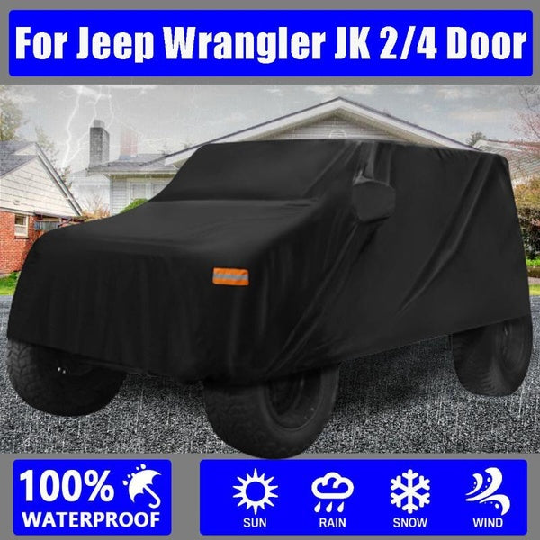 Car Cover for Jeep Wrangler JK 2-4 Door 2007-2017 JL 2-4 Door 2018-2021 Outdoor Waterproof Sun Rain Dust Wind Snow Protection W- Driver Door Zipper B