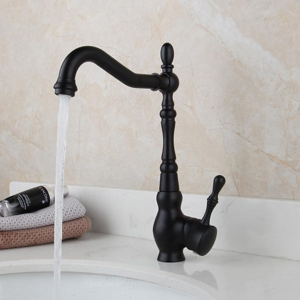 Swivel Spout Black Kitchen Faucets Water Tap Sink Basin Mixer Faucet Deck Mount