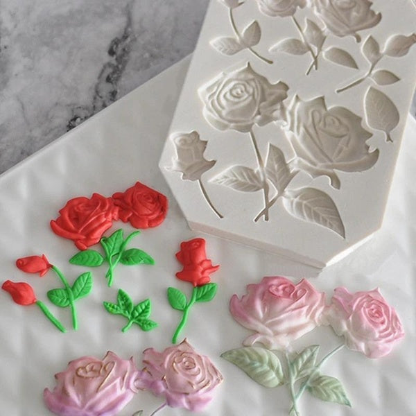 KUXSE Rose Flower Silicone Molds Cupcake Topper Fondant Mold Wedding Cake Decorating Tools Candy Chocolate Gumpaste Molds Kitchen Baking Tool