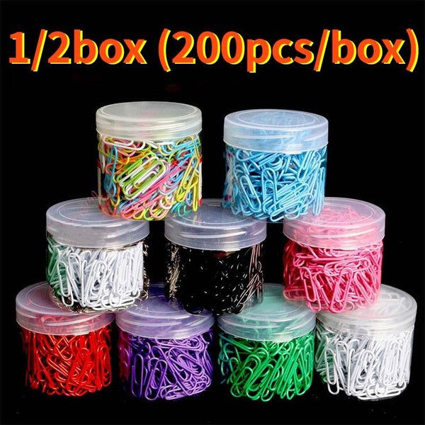 Multi-color 28mm Paperclip Bookmarks 1-2box 200pcs-box Metal Paperclip Color Paper Clip Creative Office Student Desktop Supplies Marking Clips