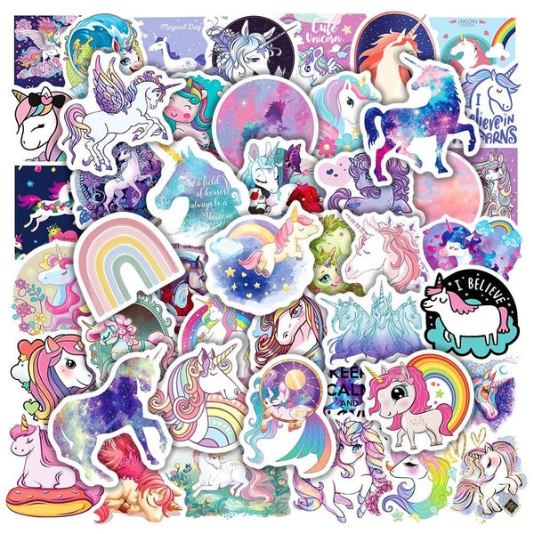 10PCS-50PCS Unicorn Stickers Rainbow Unicorn Graffiti Stickers for DIY Luggage Laptop Skateboard Motorcycle Bicycle Stickers
