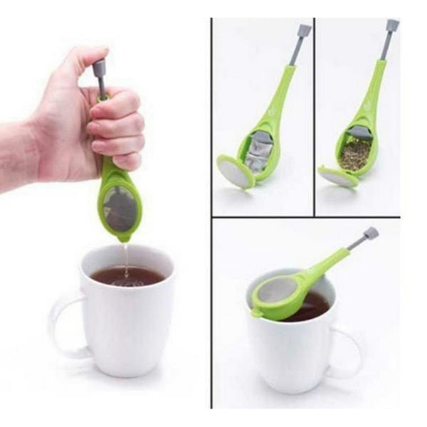 Tea Infuser Built-in Plunger Healthy Intense Flavor Reusable Tea Bag Plastic Tea & Coffee Strainer Measure Swirl Steep Stir Press
