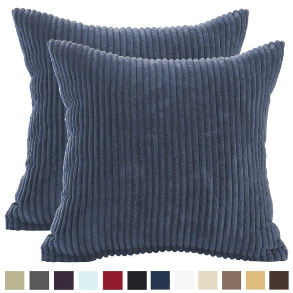 1-2 Pcs Corduroy Decorative Pillow Covers 18x18 Soft Striped Square Throw Pillow Cases Sofa Cushion Cover for Bedroom Living Room Car