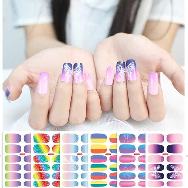 New nail stickers gradient nail art full stickers waterproof adult nail art customization