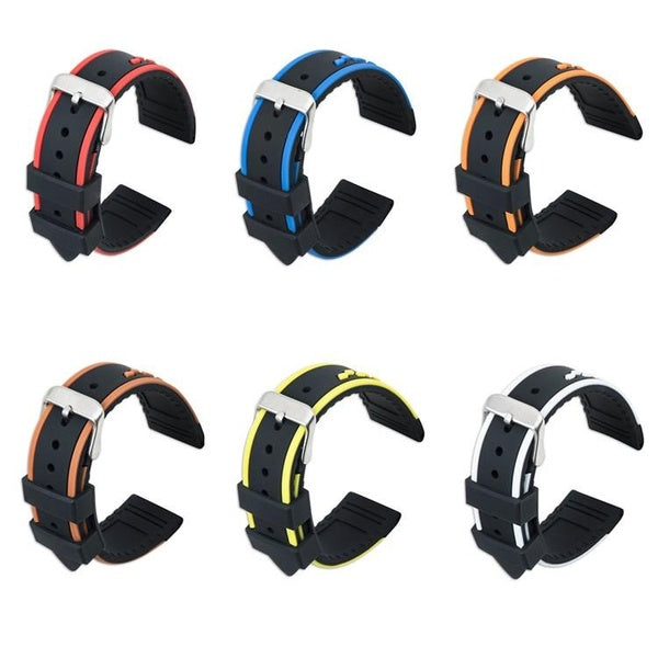 Soft Silicone Sport Watchband 20mm 22mm Rubber Diving Waterproof Men Replacement Bracelet Band Strap Samsung Huawei Watch Accessories Matron Inn