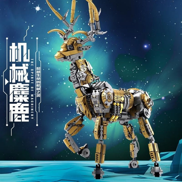 Creative and Interesting Mechanical Elk Model Desktop Decoration Building Blocks Bricks Christmas Toys Gifts