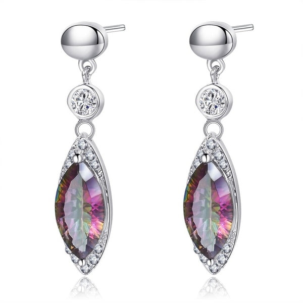 Goddesh Charmming 925 Sterling Silver Earrings with Colorful Mystic Topaz Gemstone For Muses Style E0445