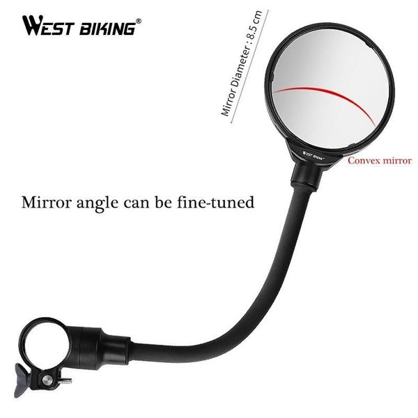 WEST BIKING 1Pcs Bicycle Mirror MTB Road Bike Rearview Handlebar Mirrors Bike Accessories Angle Adjustable Cycling Rear View