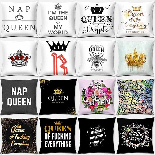 Queen Print Square Pillow Case Home Decor Car Sofa Cushion Cover (45cm * 45cm)