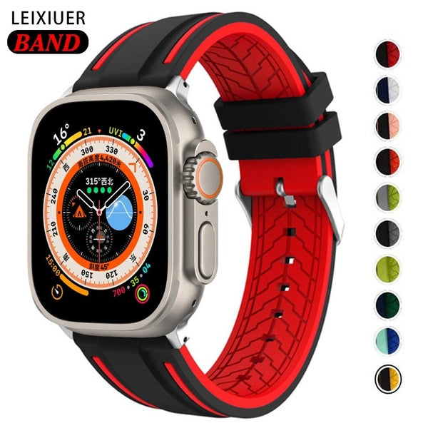 LEIXIUER Silicone Strap for Smart Watch Ultra 49mm 8 7 41mm 45mm for SmartWatch Series Se 6 5 4 3 2 1 44mm 40mm 42mm 38mm, Replacement Wristband Spo