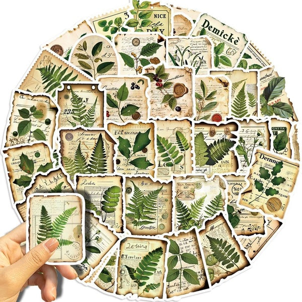 50Pcs Small Green Leaf Stickers Nature Plant Stickers for Scrapbooking Water Bottle Laptop Junk Journal Collage Card Making Phone Case Envelope Plann
