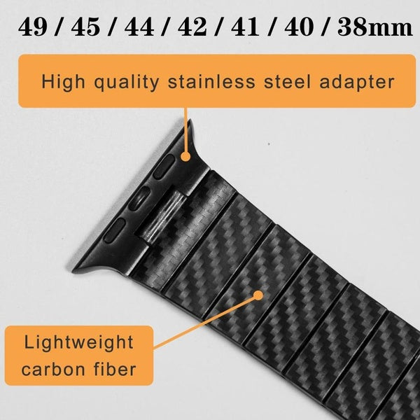 Stainless Steel Band for Smart Watch Ultra 49mm 8 7 45mm 41mm 44mm 40mm Metal Link Strap with Carbon Fiber Pattern for SmartWatch Series 6 5 4 3 SE 2