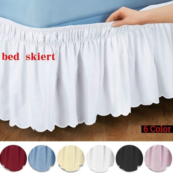 Pure Color Easy Fit Bed Skirt Deep 15 Inches 3 Sided Wrap Around Bed Skirts Twin-Queen-King Size Dust Ruffle Bed Skirt