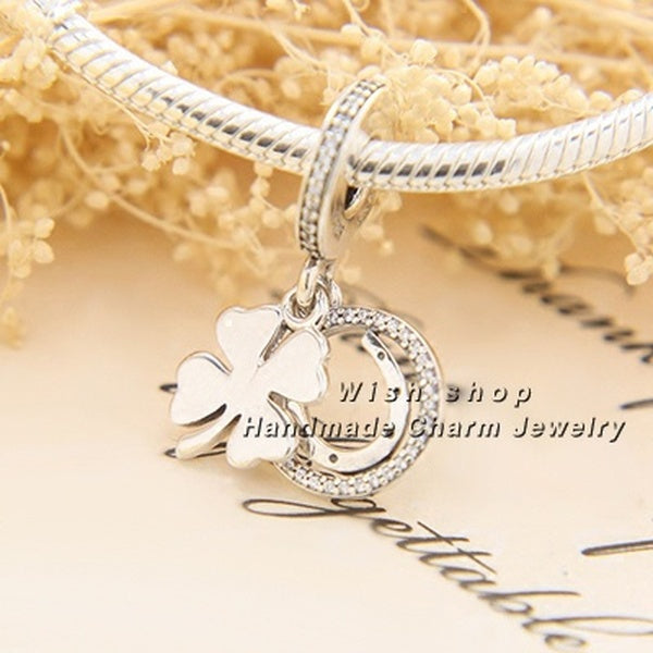 Nouveau pendentif de charme de trèfle perles 925 bijoux en argent sterling pour bracelet à breloques européen