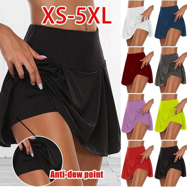 Mode féminine double couche sport jupe short taille haute A-ligne mini jupe course tennis golf yoga entraînement sport jupe dames décontracté taille