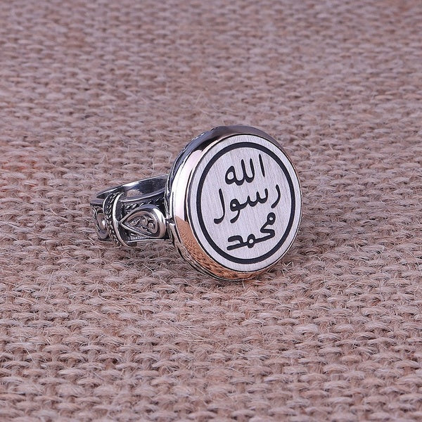 925 Sterling Silver Ring with Hz Muhammad Prophet Seal Fine Jewelry Fashion Rings For Men Gift For Him
