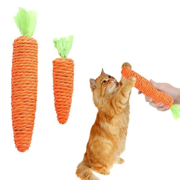 Pet Cat Toy Paper Rope Carrot Toy Built-in Bell Small Animals Cute Interactive Pet Toy (S: 13*2.5cm - L: 20*3cm)