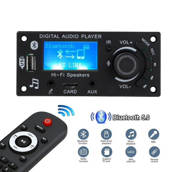 12V Bluetooth5.0 LCD MP3 WMA WAV Decoder Board Handsfree Call Recording Car Audio Microphone USB TF FM Radio Mp3 Music Player