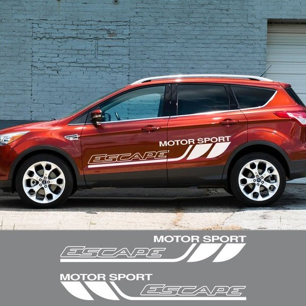 2PCS Racing Auto Body Decor Stickers Car Door Side Trim Decal For Ford Escape Sport Car Both Side Graphic Vinyl Film Accessories