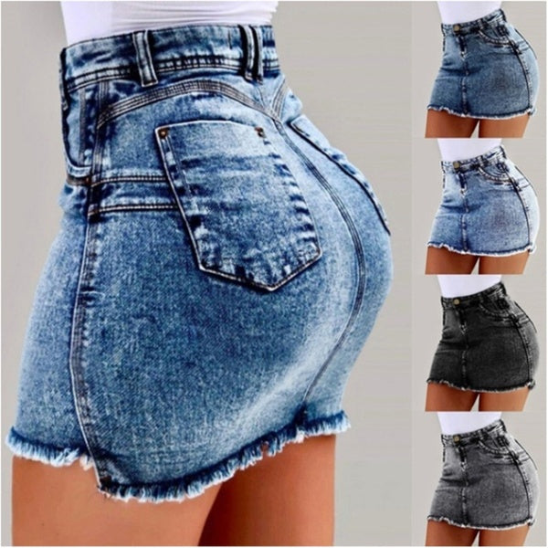 Women Fashion Denim Short Skirts Jeans Slim Fit Casual Pack Hip Short Skirt