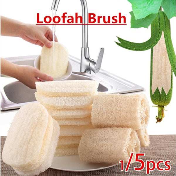 Natural Loofah Scrubber Dishwashing Cloth Scrub Pad Dish Bowl Pot Sponge Rag Kitchen Cleaning Brushes Towel Scrub Pad Tool