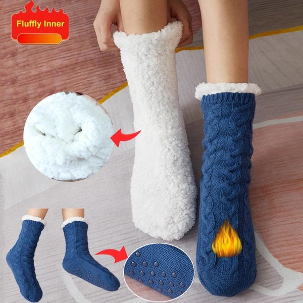 2024 Thermal Socks Women Winter Warm Home Soft Thickened Plus Velvet Anti Skid Grip Short Sock Floor Non-slip Slipper Socks Gifts for Girl Women