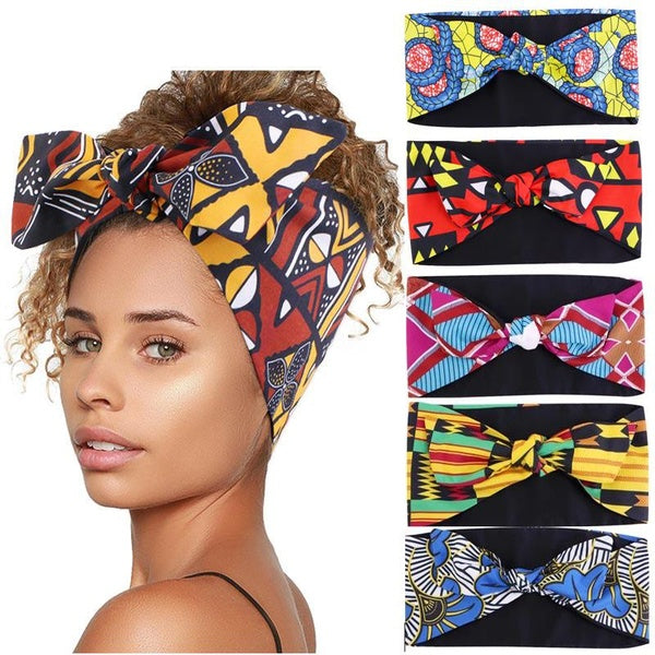 New African Pattern Print Knotted Style Fashion Headband Sport Yoga Run Salon Make Up Hair Wrap Hair Accessories For Women
