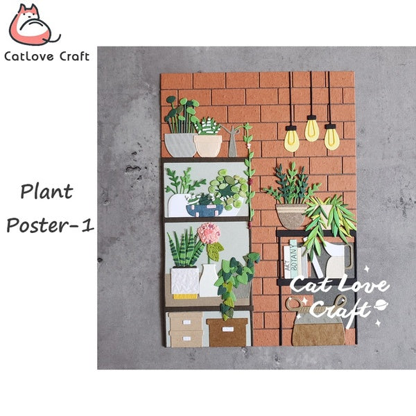 Catlove plante affiche-1 matrices de découpe en métal Scrapbooking moule pochoir découpes carte faisant bricolage artisanat gaufrage nouveaux matrice