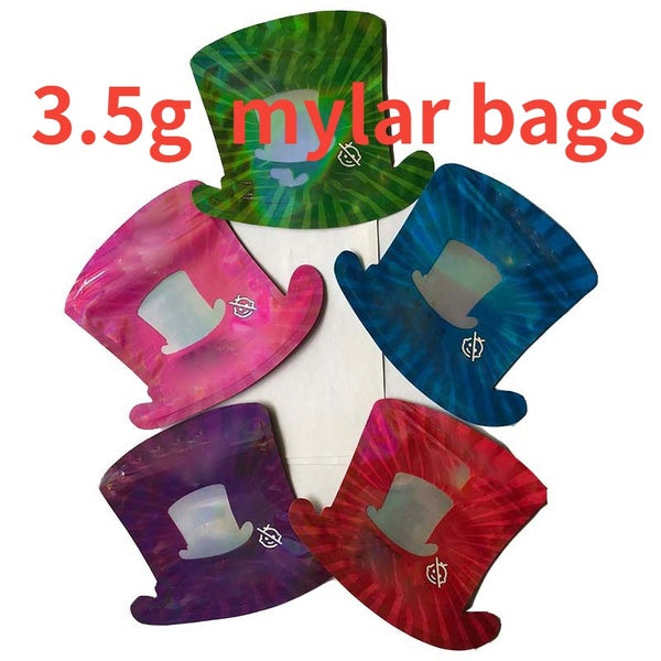 50-100PCS Empty Gummy Candy Hat Shaped Bags 3.5g Resealable Smellproof Mylar Bags Aluminum Foil Food Storage Pouchs