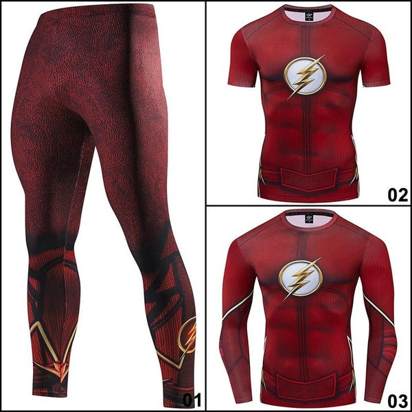 Mens Training Compression Tights 3D Printed Running Shirt Gym Fitness Pants Athletic Sportswear