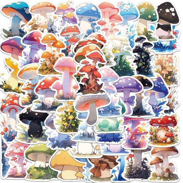10-50Pcs Cartoon Mushroom Stickers Fungus Graffiti Stickers for DIY Luggage Laptop Skateboard Motorcycle Bicycle Stickers