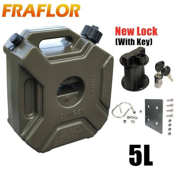 Updated Lock With Key 5L Green Fuel Tank Spare Plastic Petrol Oil Can Motorcycle Car Jerrycan Gasoline Oil Container Fuel-jugs Diesel Fuel Tank Marin