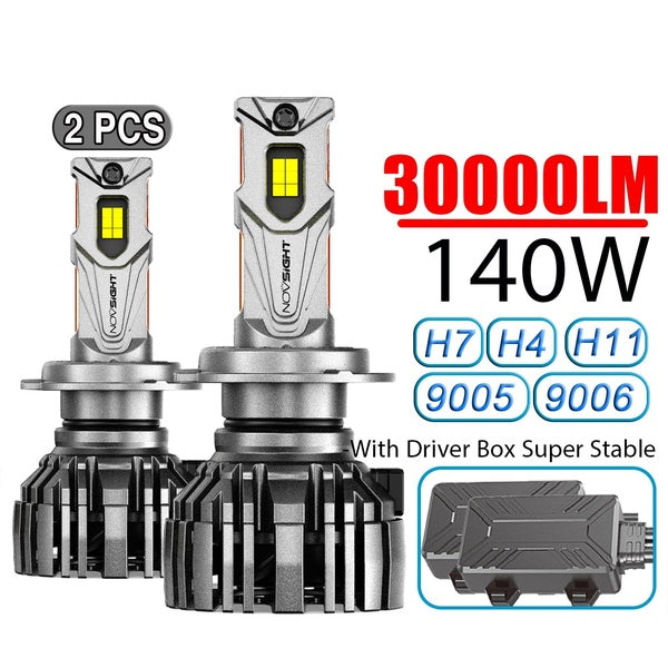 NOVSIGHT Car Led H7 Headlight Bulbs H4 9005 9006 H11 Canbus Lamp Super Bright 140W 30000LM 6500K White 9V-12V Auto Bulbs 2Pieces
