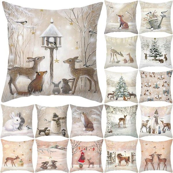 45x45cm Merry Christmas Cushion Cover Santa Claus Elk Pillowcase Xmas Navidad Natal Christmas Ornament New Year Accessories for Home Decor